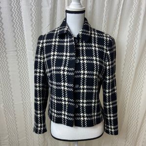 Olson Europe 100% Wool Houndstooth Jacket Black